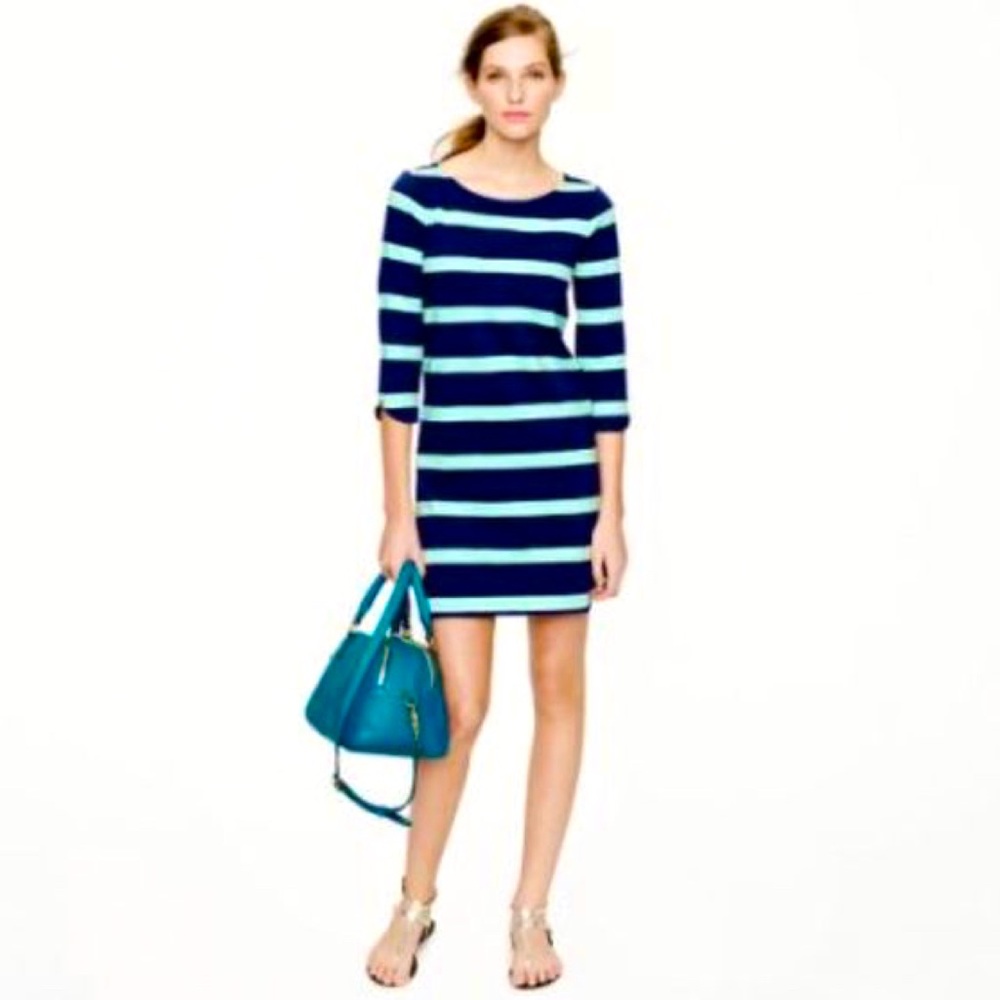 J CREW Blue Striped 100% Cotton Shirt Dress